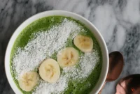 AIP Gut Health Coconut Kale Green Smoothie Bowl