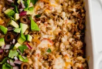 Fiesta Taco Cauliflower Rice Casserole