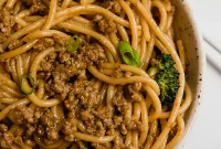Mongolian Ground Beef Noodles Paleo AIP Approved