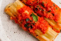 Savory Vegan Cauliflower Ricotta Manicotti Gluten Free