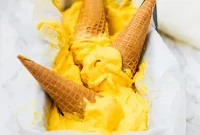 Golden No-Churn Mango Turmeric Ice Cream Dairy-Free Paleo AIP Friendly