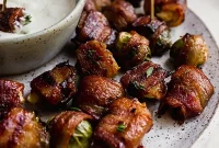 Candied Bacon Brussels Sprouts with Maple Balsamic