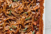 Sticky Honey Garlic Chicken Noodle Bake Gluten Free