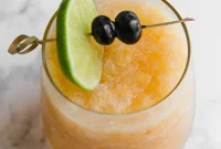 Healthy Frozen Peach Bellini Mocktail (Paleo & AIP Friendly)