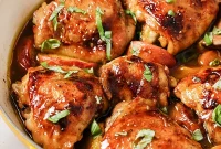 Skillet Balsamic Peach Chicken Thighs