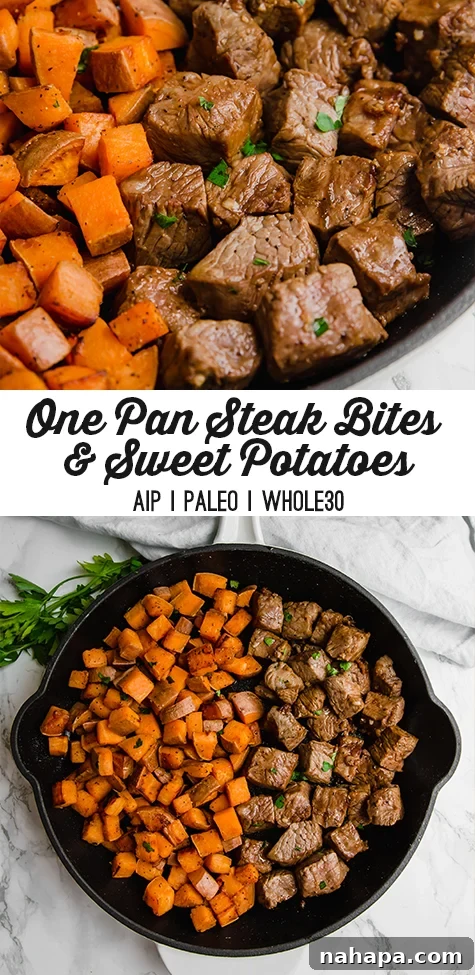 Pin for later: One-Pan Steak Bites & Sweet Potatoes recipe image