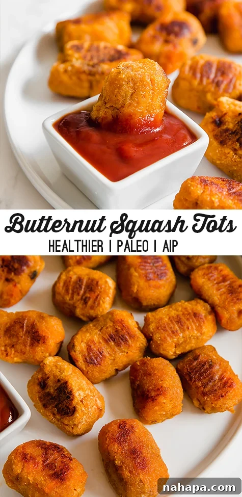 Golden Butternut Bites 5 Butternut squash tots - recipe pin