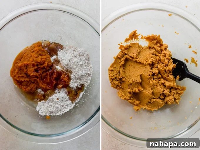 mixing pumpkin roll cake batter