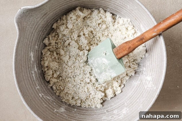 Dry ingredients with the palm shortening and olive oil added.