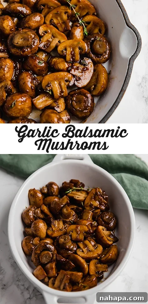 Garlic Balsamic Mushrooms plated beautifully