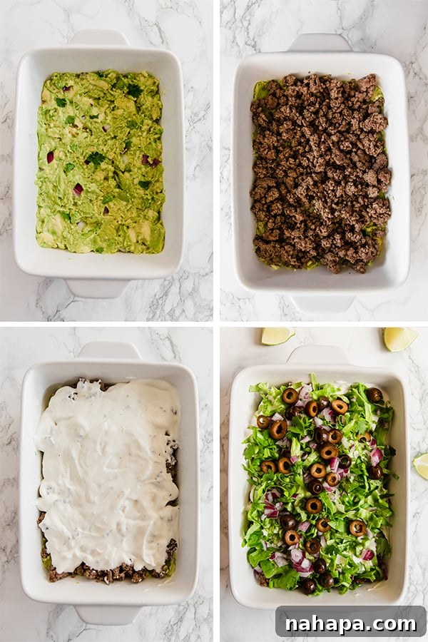 Step-by-step assembly of Paleo Taco Dip