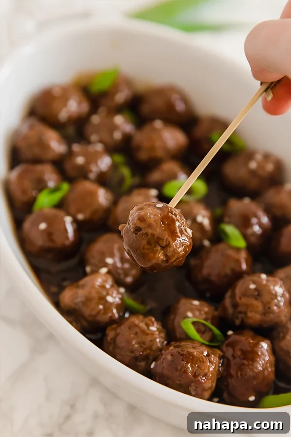 Mongolian meatballs with toothpicks for easy serving