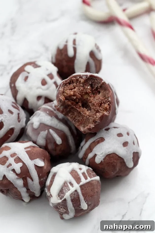 Rich Paleo Chocolate Peppermint Truffles, a delightful and healthy edible gift for the holidays.