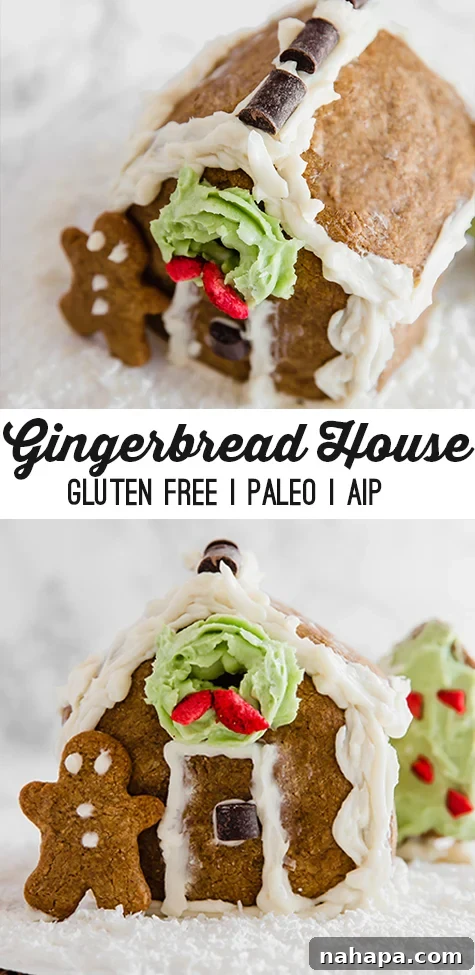 Paleo Gingerbread House pin for Pinterest
