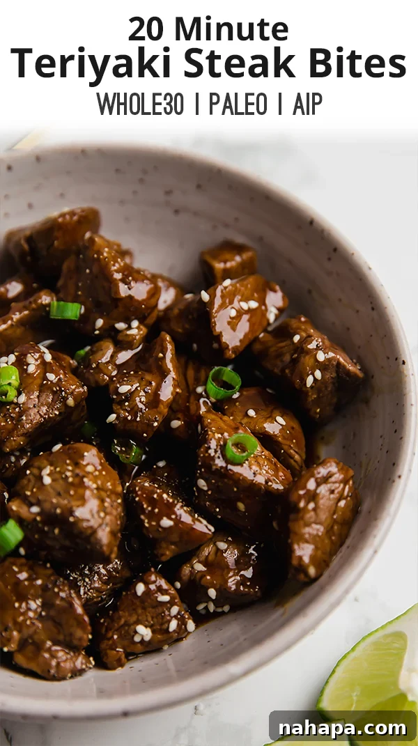 Sticky Teriyaki Steak Bites 5 Teriyaki Steak Bites ready to be served
