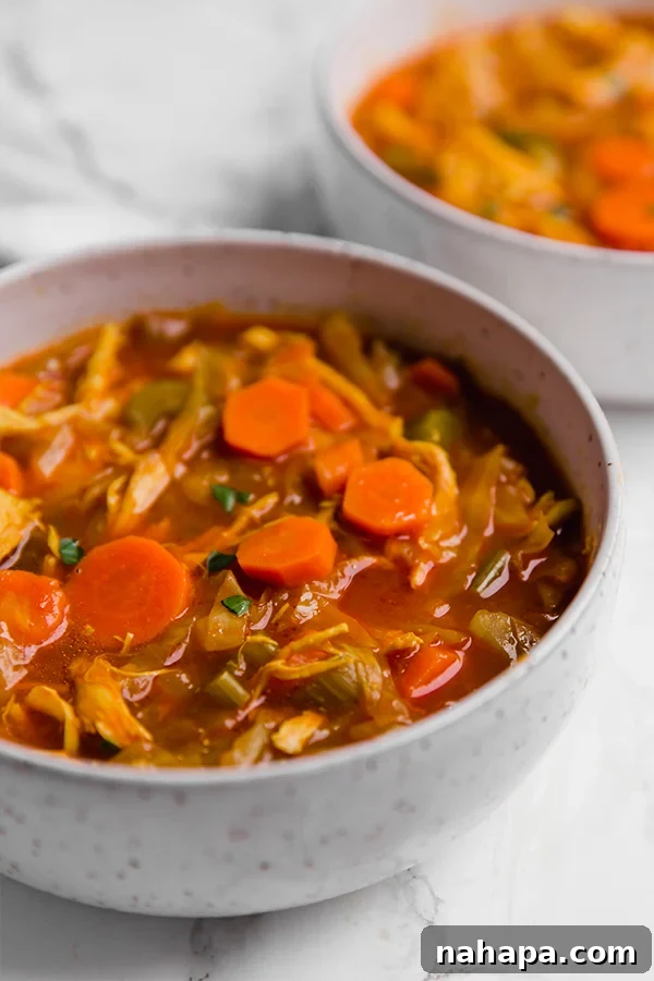 Fresh, vibrant cabbage, carrots, onions, and celery, key ingredients for the healthy soup.