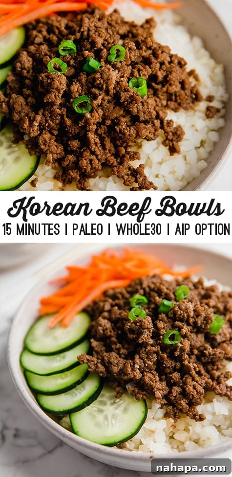 Korean Beef Bowls Pin graphic