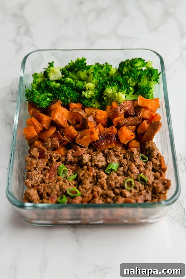 Grab and Go Sloppy Joe Bowls Paleo Whole30 4 Sloppy Joe Meal Prep Bowls with a focus on fresh ingredients and vibrant colors.