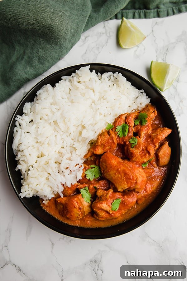 Paleo Slow Cooker Indian Butter Chicken served in a bowl