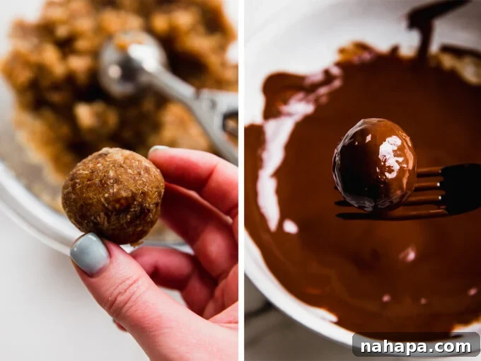 Rolling and chilling Samoa truffle balls