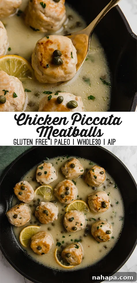 Lemon Caper Chicken Meatballs 6 Chicken Piccata Meatballs Recipe Pin