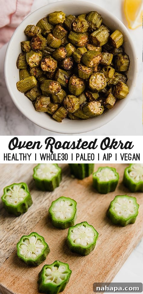 Crispy Oven Roasted Okra 6 A beautifully composed flat lay image of oven-roasted okra, perfect for Pinterest sharing.
