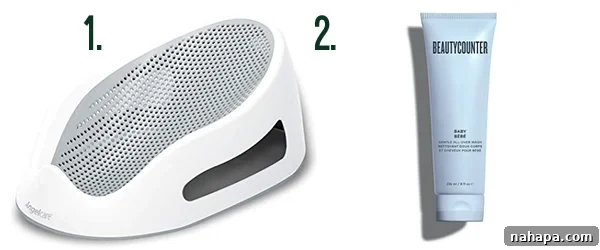 A baby bathtub, ready for bathtime.