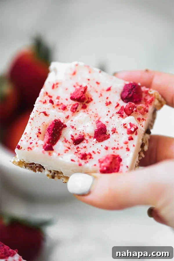 Light and fluffy no-bake strawberry shortcake bars made with real ingredients