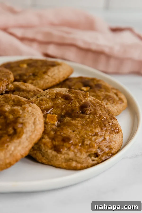 Plate of fresh Caramel Apple Cookies