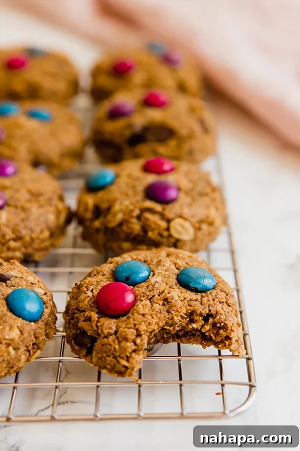 Monster cookies on a cooling rack