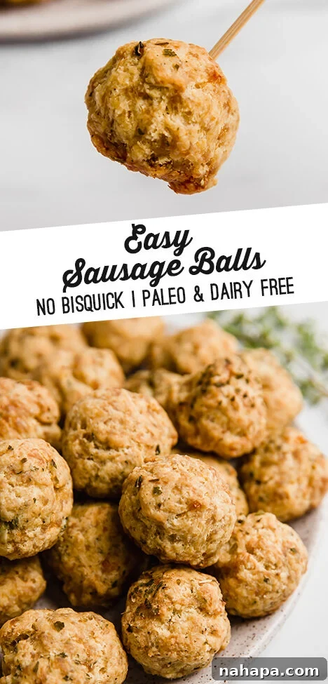 paleo sausage balls pin image
