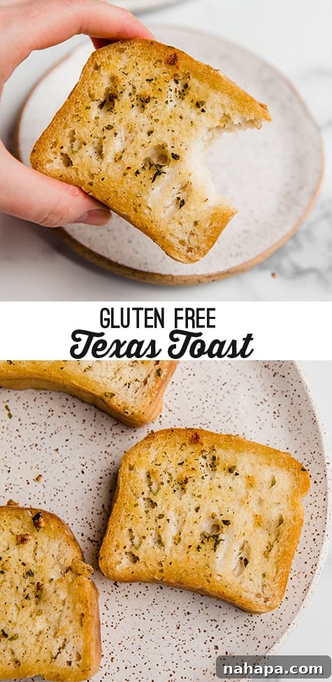 Garlic Butter Gluten-Free Texas Toast 6 Pin for Gluten-Free Texas Toast, showing multiple crispy slices