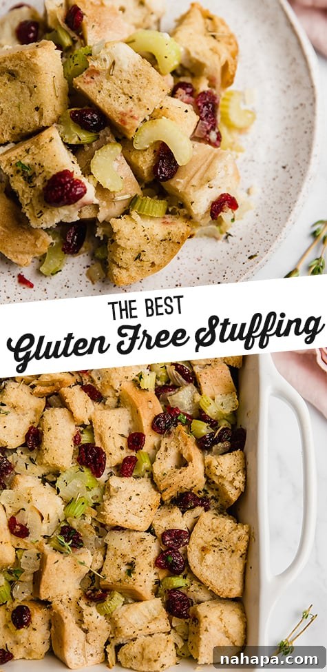 Ultimate Gluten Free Stuffing 7 Pinterest Pin for The Best Gluten-Free Sourdough Stuffing Recipe