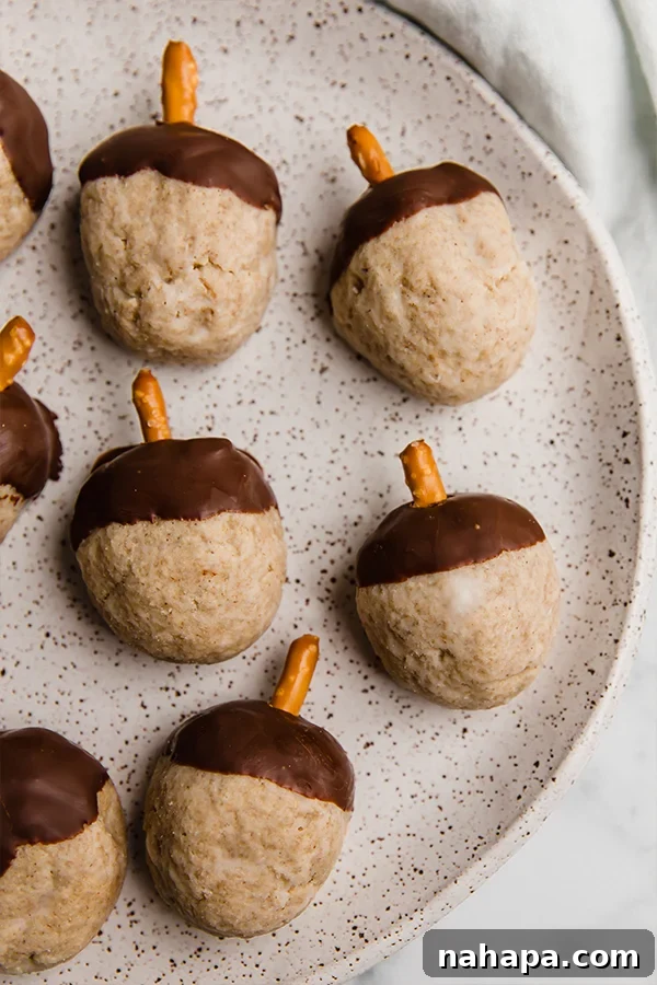 acorn donut holes on a plate