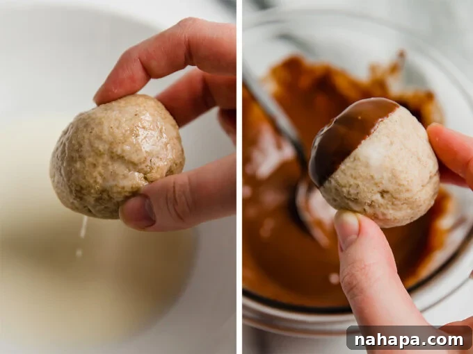 donut holes dipped in glaze and chocolate
