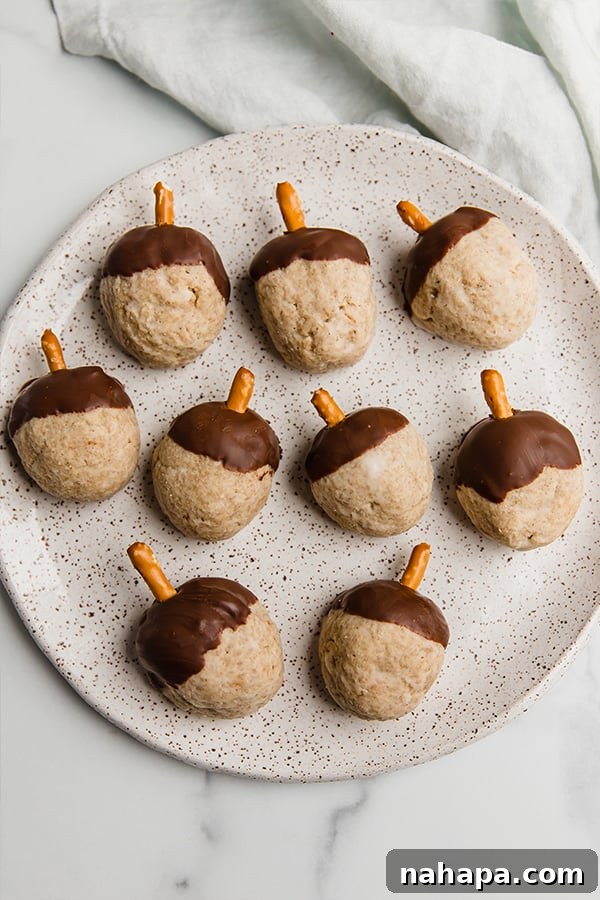 acorn donut holes on a plate