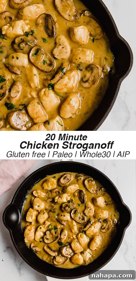 chicken stroganoff Pinterest graphic