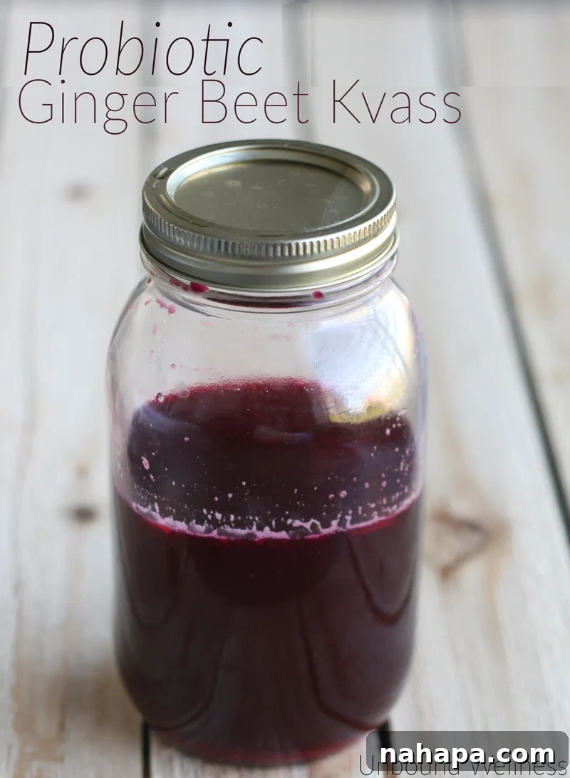 Homemade Probiotic Ginger Beet Kvass Drink in a Jar