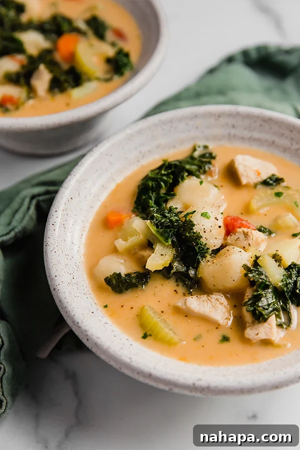 tuscan chicken soup in bowls
