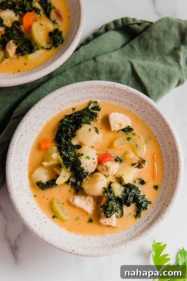 tuscan chicken soup in bowls