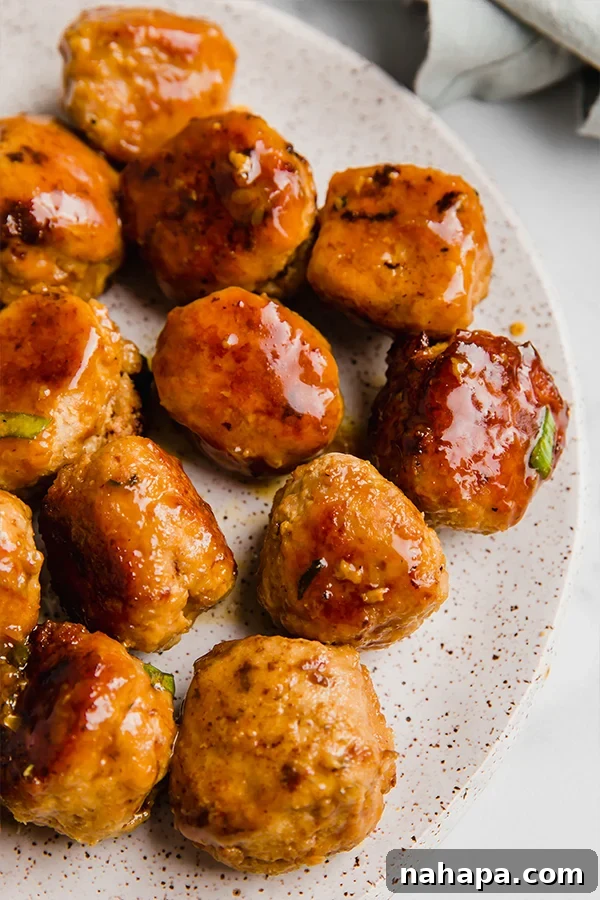 teriyaki turkey meatballs on plate
