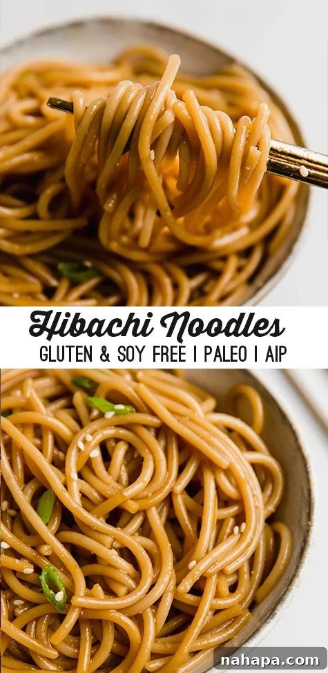 Pin image for gluten-free hibachi noodles recipe
