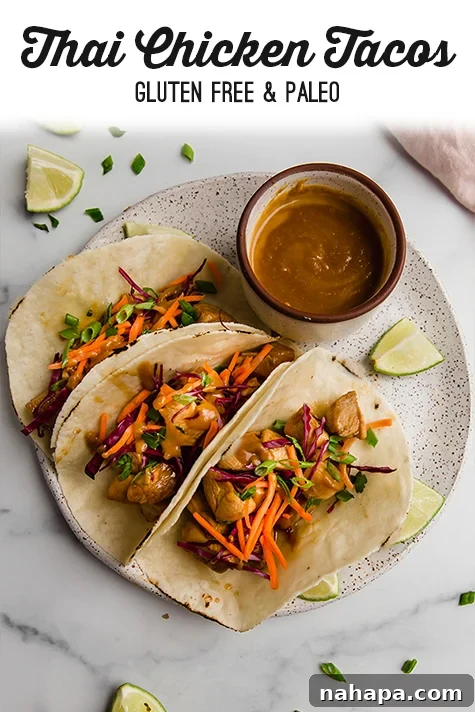 Grain Free Thai Chicken Tacos Paleo AIP 6 Paleo Thai chicken tacos pin image