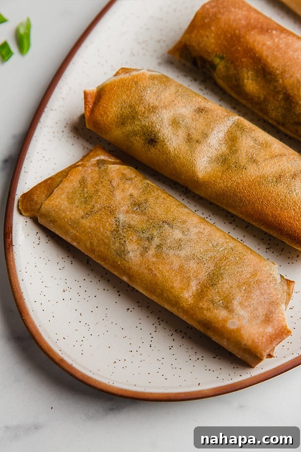 Air fryer egg rolls on plate
