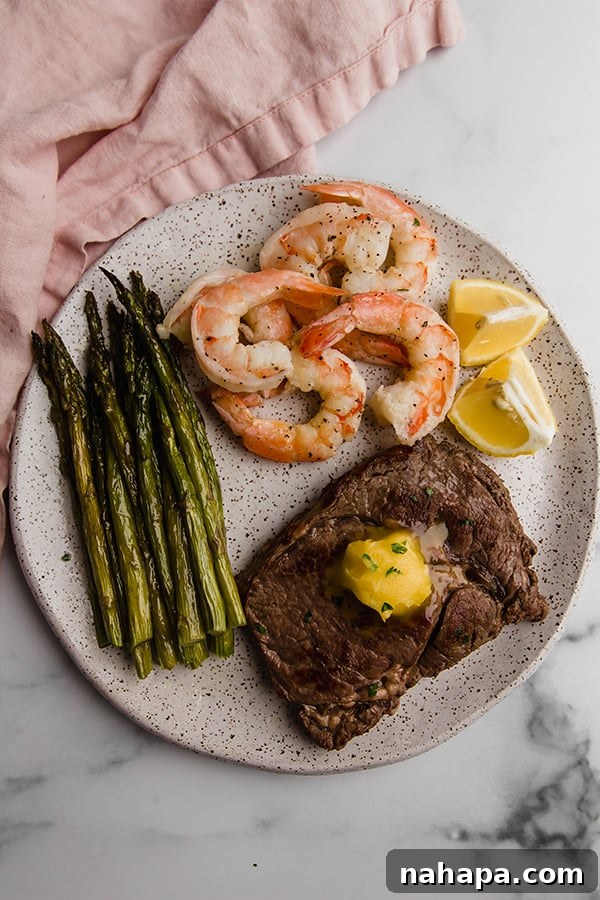 surf & turf skillet on plate