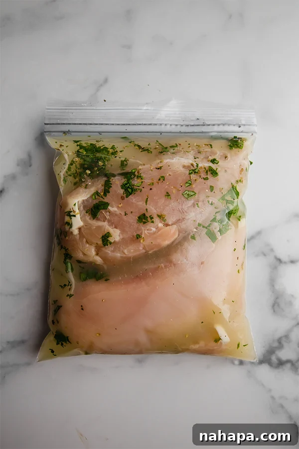 Slow cooker cilantro lime chicken prepped in a freezer bag