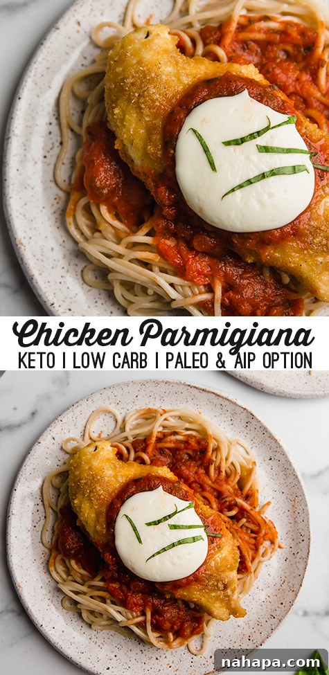 Low Carb Chicken Parmigiana - Pin Image