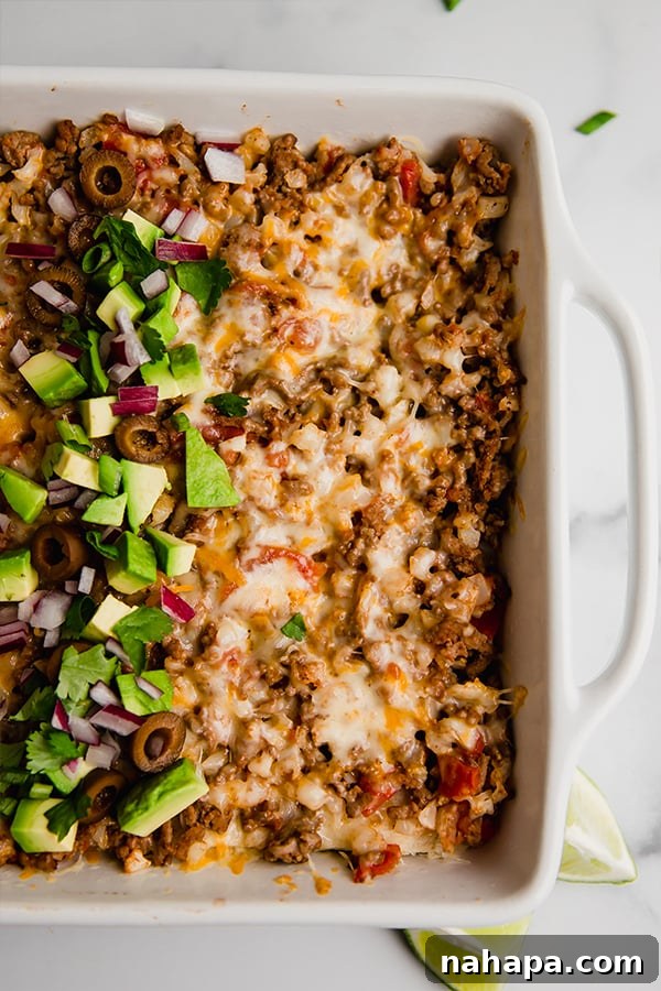 Taco Cauliflower Rice Casserole