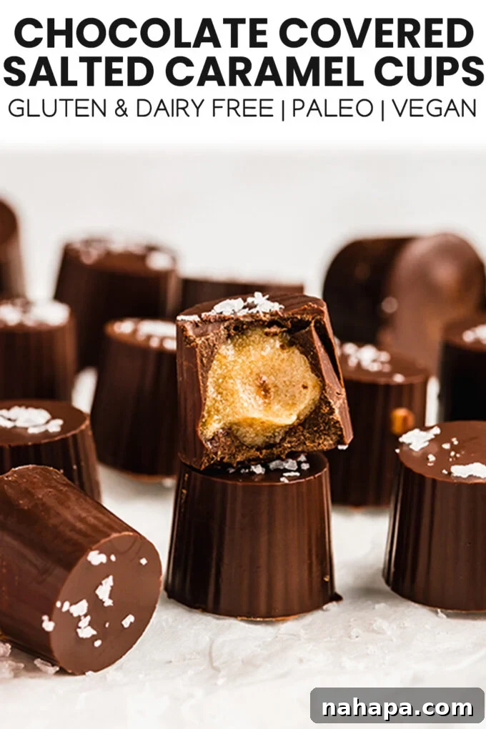 A beautifully arranged selection of homemade salted caramel cups, ready for serving.