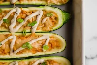 Spicy Buffalo Chicken Zucchini Boats